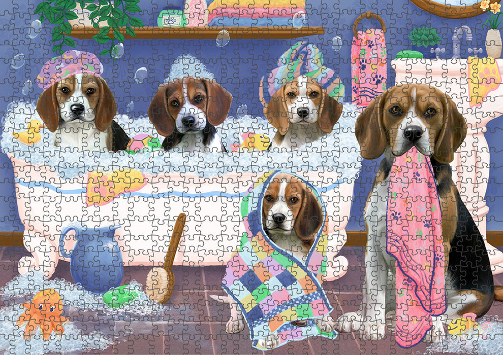 Rub A Dub Dogs In A Tub Beagles Dog Puzzle with Photo Tin PUZL95240