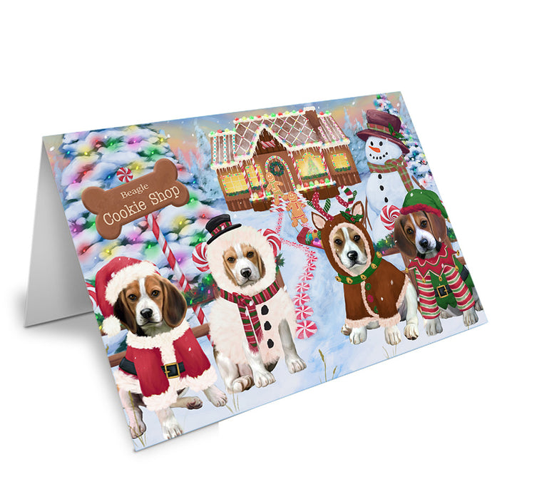 Holiday Gingerbread Cookie Shop Beagles Dog Handmade Artwork Assorted Pets Greeting Cards and Note Cards with Envelopes for All Occasions and Holiday Seasons GCD72821