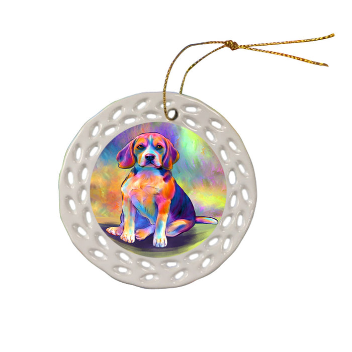 Paradise Wave Beagle Dog Ceramic Doily Ornament DPOR57048