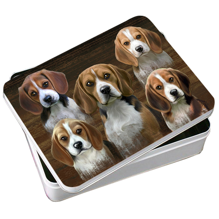 Rustic 5 Beagles Dog Photo Storage Tin PITN49447