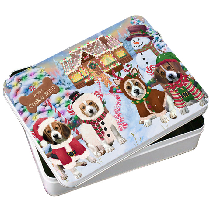 Holiday Gingerbread Cookie Shop Beagles Dog Photo Storage Tin PITN56164