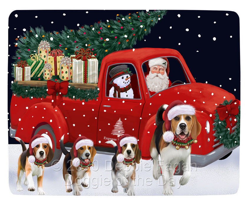 Christmas Express Delivery Red Truck Running Beagle Dogs Blanket BLNKT141688