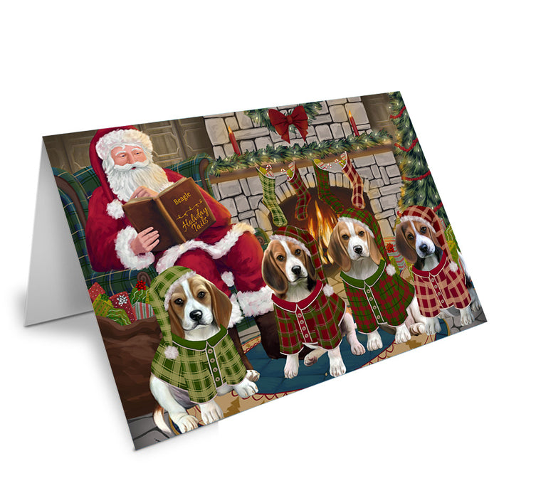 Christmas Cozy Holiday Tails Beagles Dog Handmade Artwork Assorted Pets Greeting Cards and Note Cards with Envelopes for All Occasions and Holiday Seasons GCD69803