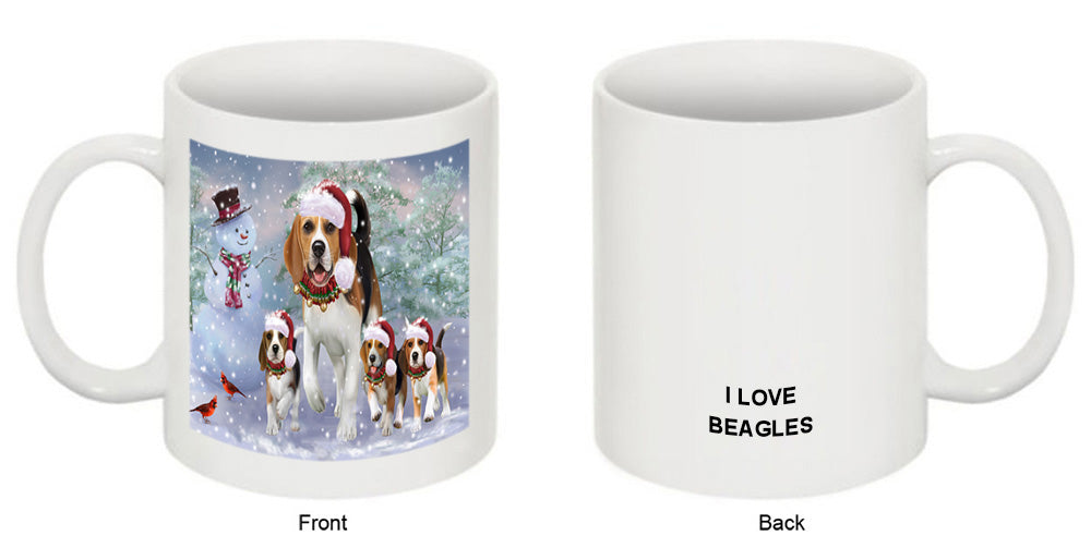 Christmas Running Family Dogs Beagles Dog Coffee Mug MUG49616