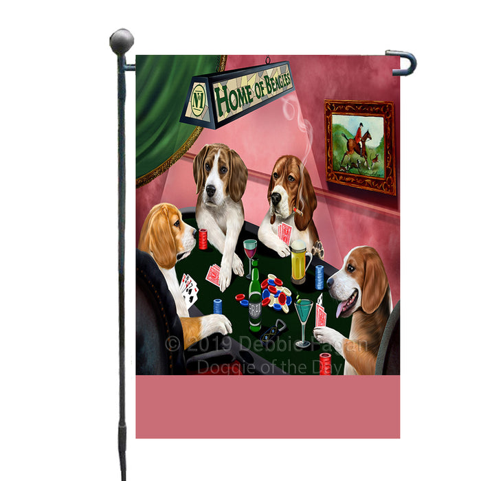 Personalized Home of Beagle Dogs Four Dogs Playing Poker Custom Garden Flags GFLG-DOTD-A60239