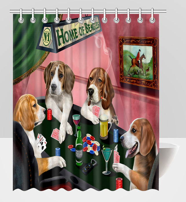 Home of  Beagle Dogs Playing Poker Shower Curtain