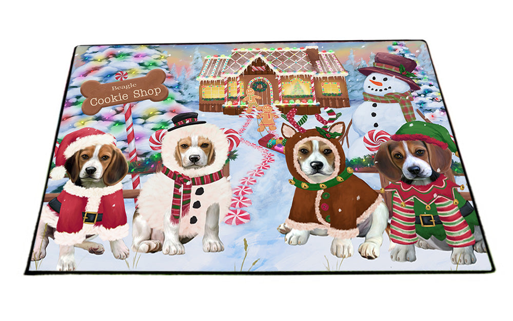 Holiday Gingerbread Cookie Shop Beagles Dog Floormat FLMS53130