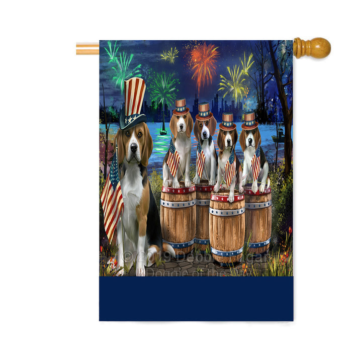 Personalized 4th of July Firework Beagle Dogs Custom House Flag FLG-DOTD-A57824