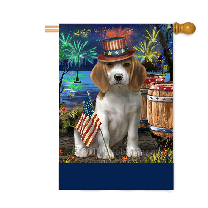 Personalized 4th of July Firework Beagle Dog Custom House Flag FLG-DOTD-A57823