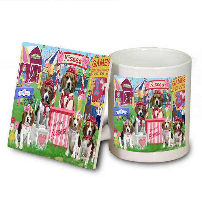 Carnival Kissing Booth Beagles Dog Mug and Coaster Set MUC55772