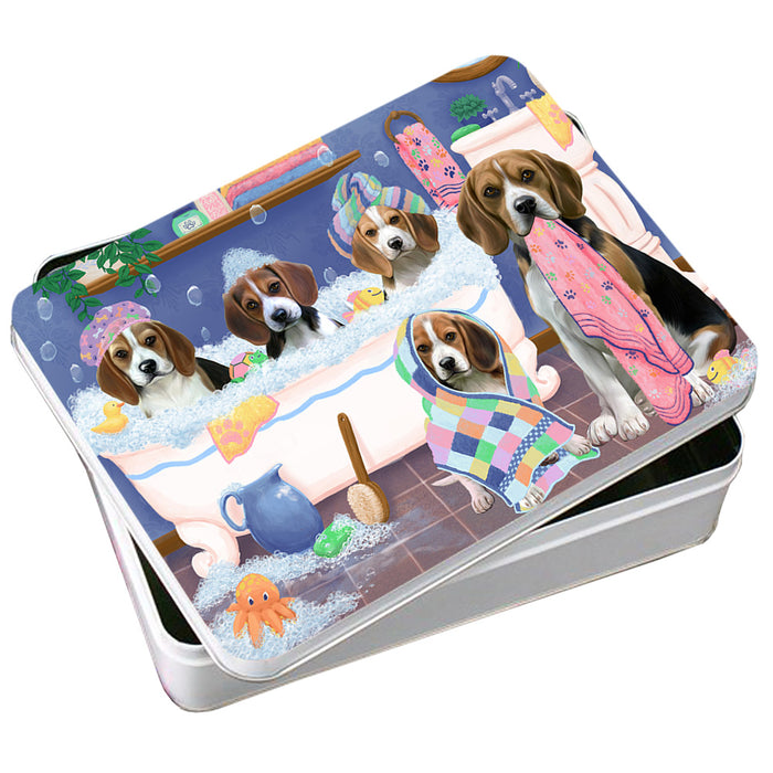Rub A Dub Dogs In A Tub Beagles Dog Photo Storage Tin PITN56703