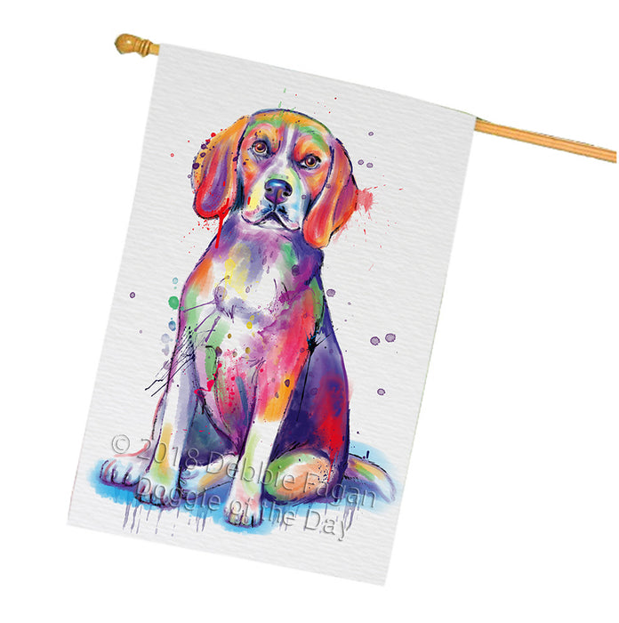 Watercolor Beagle Dog House Flag FLG65096