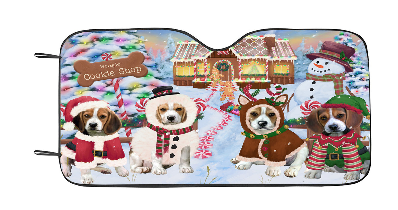 Holiday Gingerbread Cookie Beagle Dogs Car Sun Shade