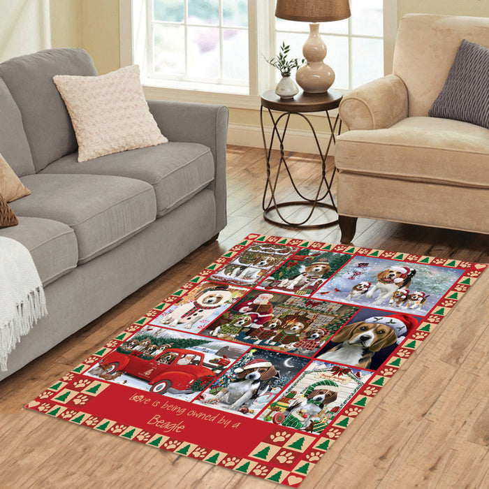 Love is Being Owned Christmas Beagle Dogs Area Rug