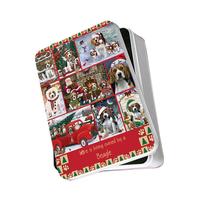 Love is Being Owned Christmas Beagle Dogs Photo Storage Tin PITN57139