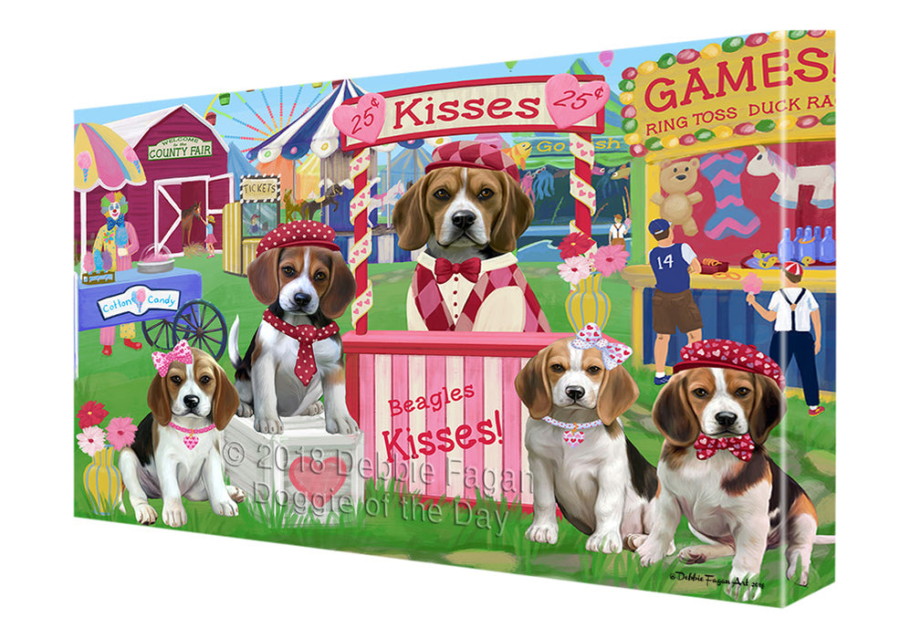 Carnival Kissing Booth Beagles Dog Canvas Print Wall Art Décor CVS124244