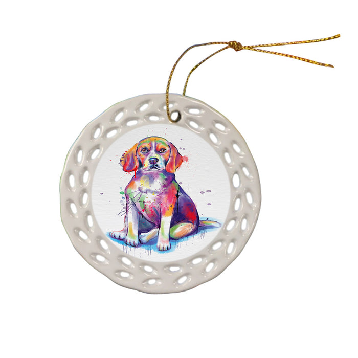 Watercolor Beagle Dog Ceramic Doily Ornament DPOR57367