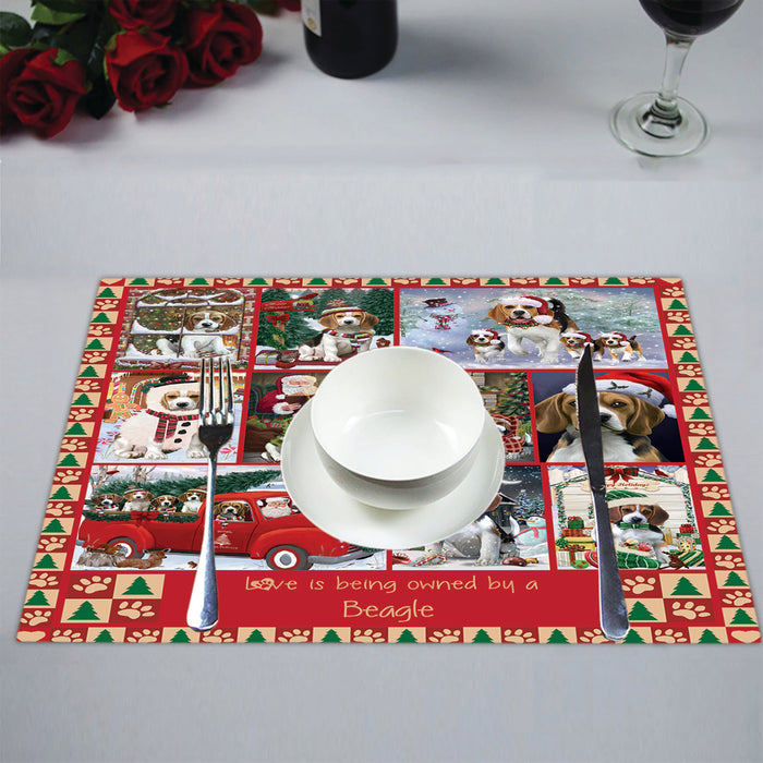 Love is Being Owned Christmas Beagle Dogs Placemat