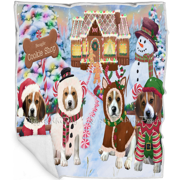 Holiday Gingerbread Cookie Shop Beagles Dog Blanket BLNKT124338