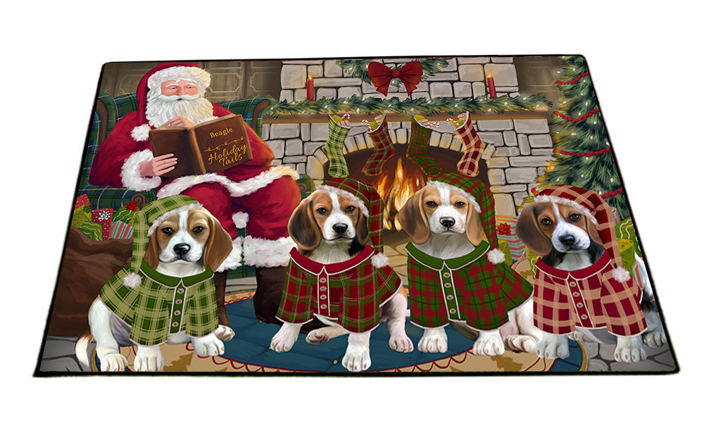 Christmas Cozy Holiday Tails Beagles Dog Floormat FLMS52575