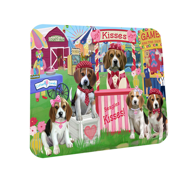 Carnival Kissing Booth Beagles Dog Coasters Set of 4 CST55738