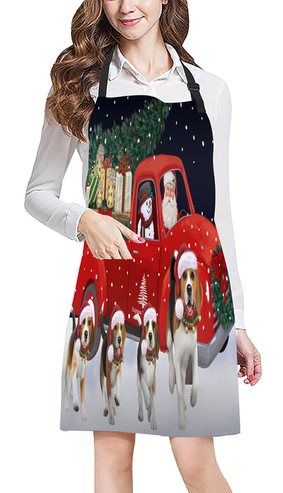 Christmas Express Delivery Red Truck Running Beagle Dogs Apron Apron-48100