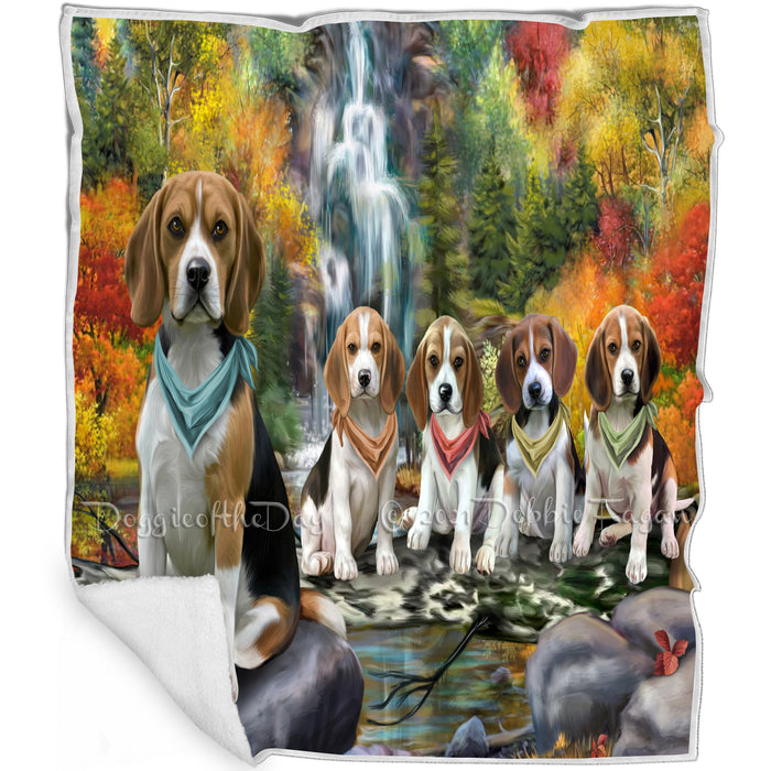 Scenic Waterfall Beagles Dog Blanket BLNKT83118