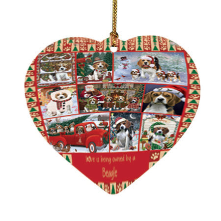 Love is Being Owned Christmas Beagle Dogs Heart Christmas Ornament HPOR57823