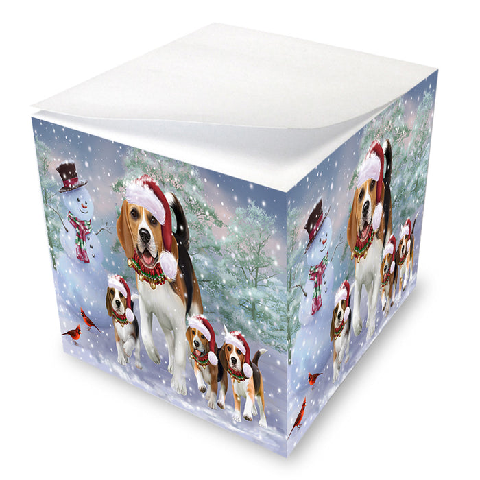 Christmas Running Family Dogs Beagles Dog Note Cube NOC55864