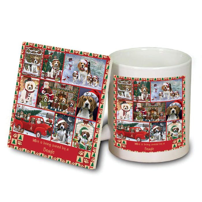 Love is Being Owned Christmas Beagle Dogs Mug and Coaster Set MUC57188
