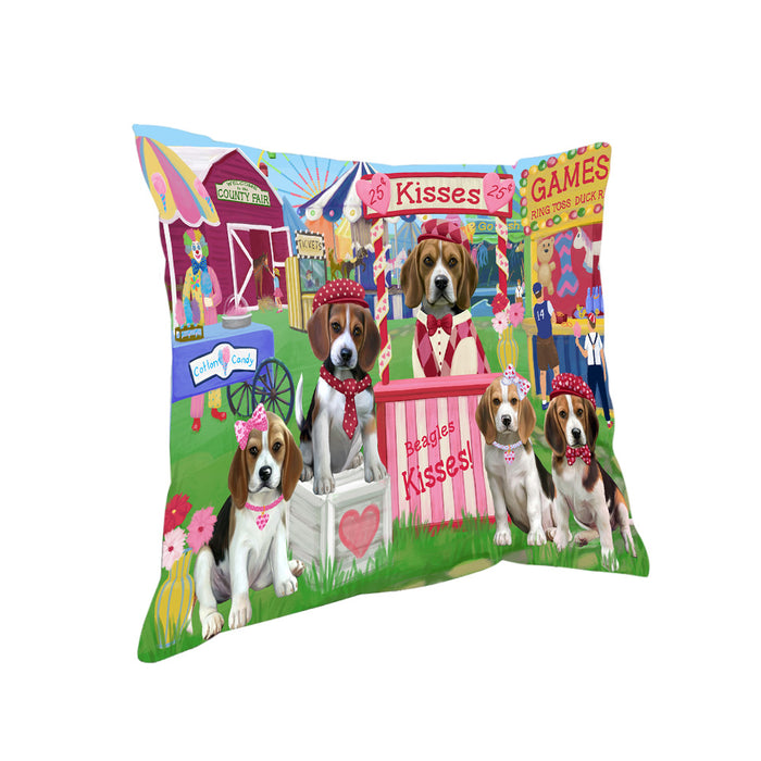 Carnival Kissing Booth Beagles Dog Pillow PIL72048