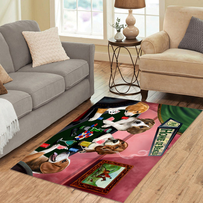 Home of  Beagle Dogs Playing Poker Area Rug