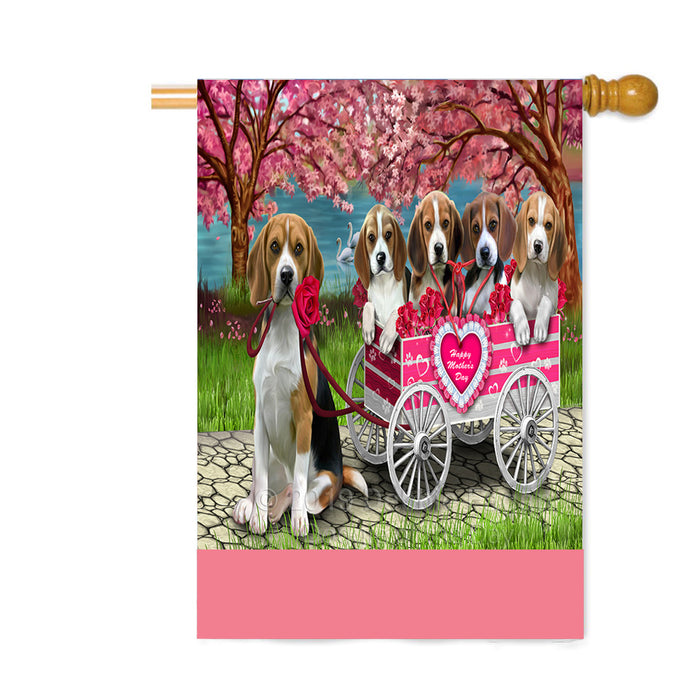 Personalized I Love Beagle Dogs in a Cart Custom House Flag FLG-DOTD-A62184