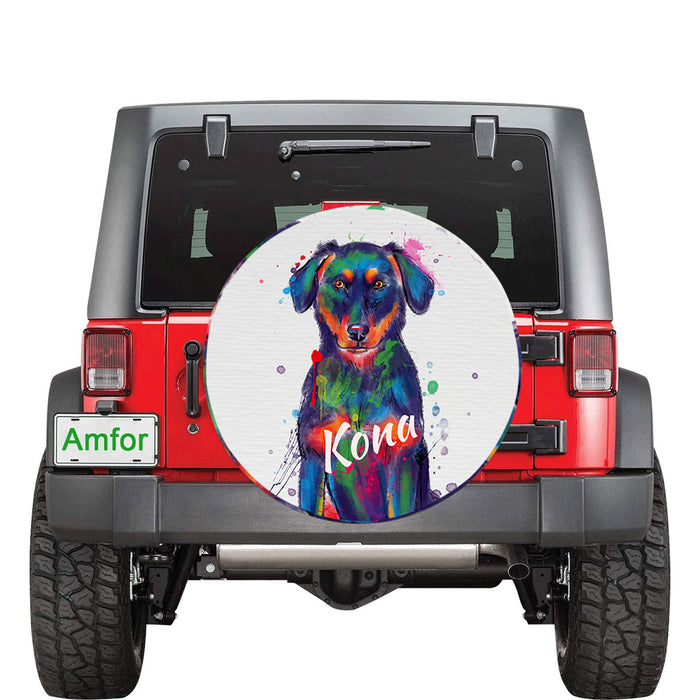 Custom Pet Name Personalized Watercolor Beauceron Dog Car Tire Cover