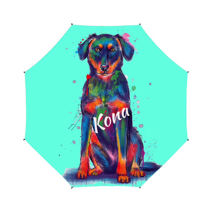 Custom Pet Name Personalized Watercolor Beauceron DogSemi-Automatic Foldable Umbrella