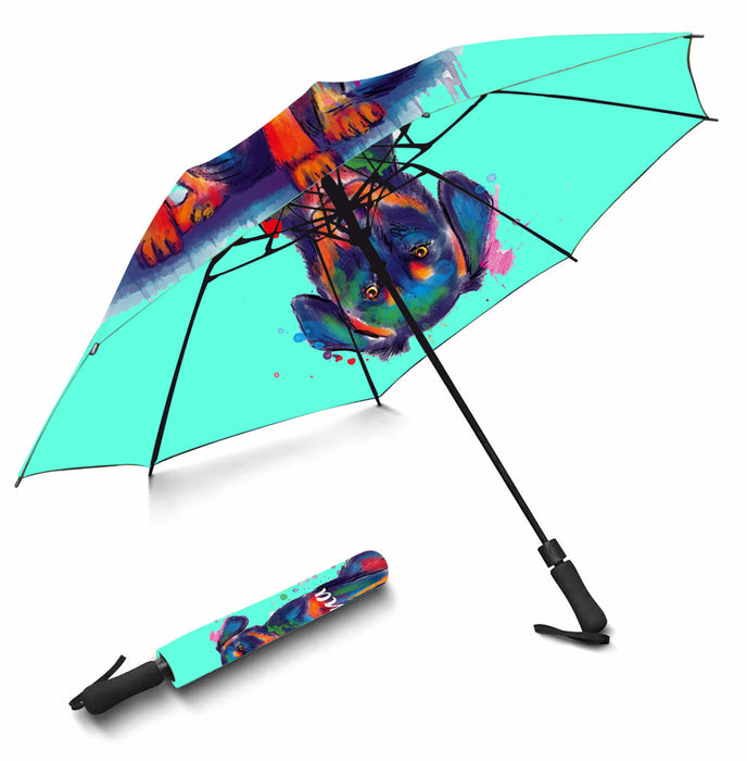 Custom Pet Name Personalized Watercolor Beauceron DogSemi-Automatic Foldable Umbrella