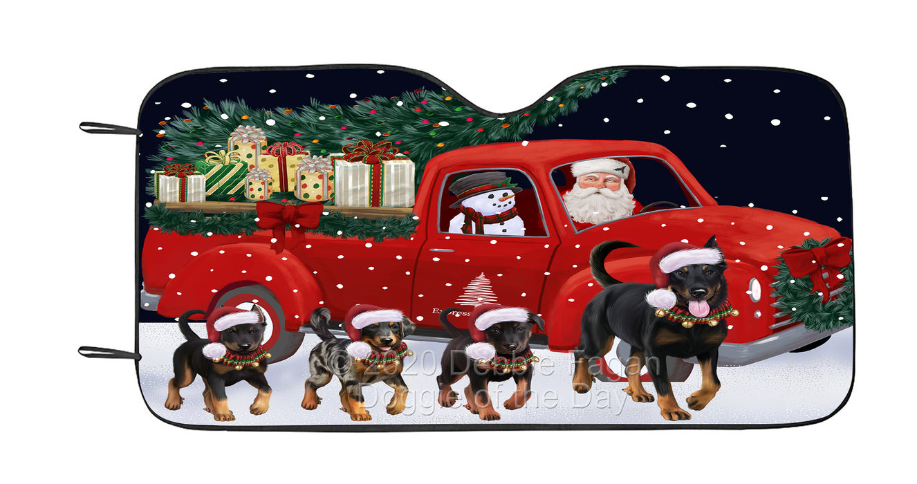 Christmas Express Delivery Red Truck Running Beauceron Dog Car Sun Shade Cover Curtain