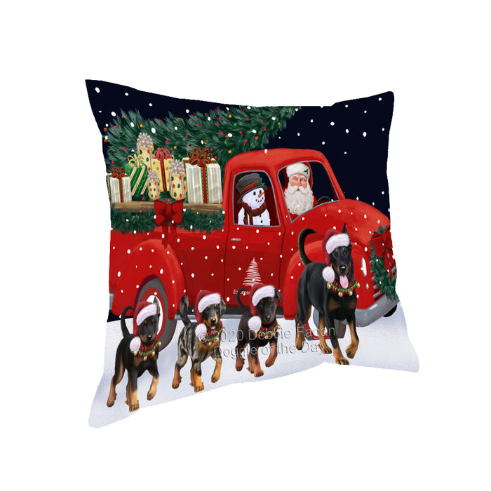 Christmas Express Delivery Red Truck Running Beauceron Dogs Pillow PIL85984