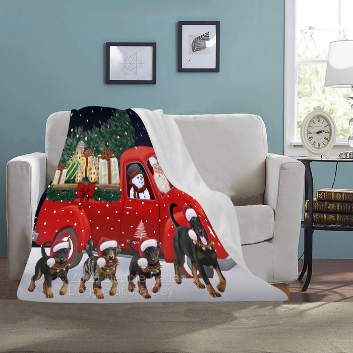 Christmas Express Delivery Red Truck Running Beauceron Dogs Blanket BLNKT141693