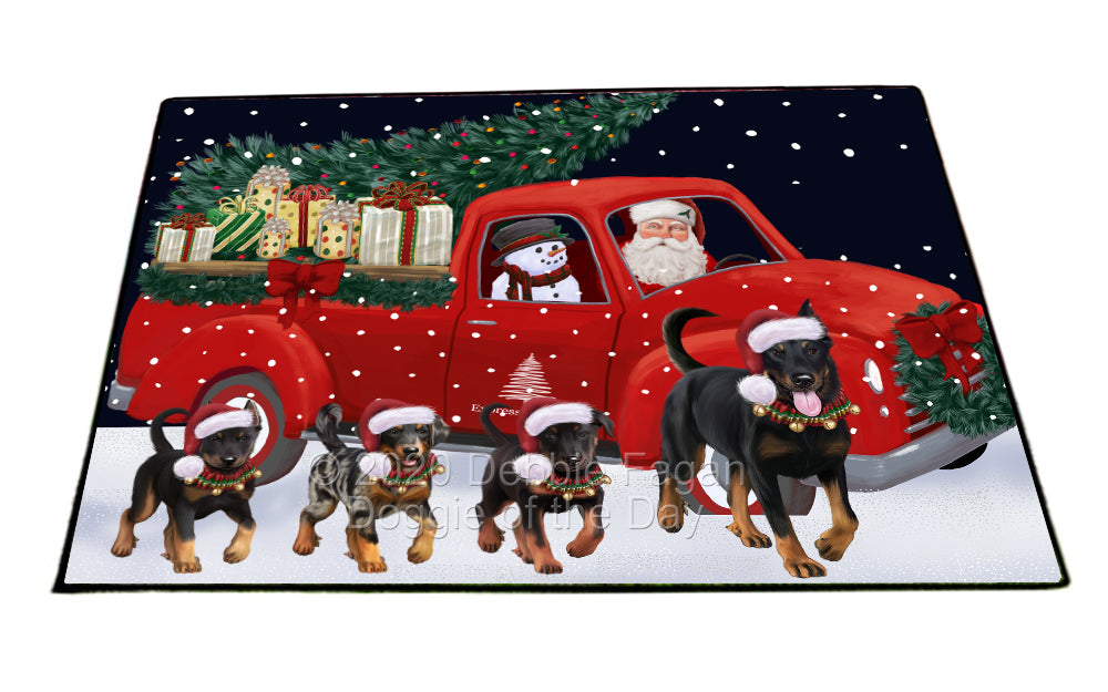 Christmas Express Delivery Red Truck Running Beauceron Dogs Indoor/Outdoor Welcome Floormat - Premium Quality Washable Anti-Slip Doormat Rug FLMS56548