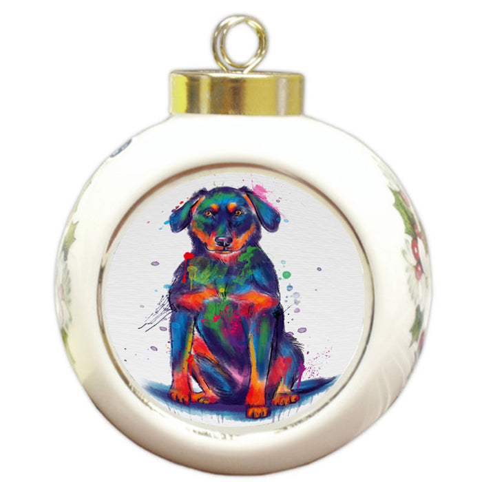 Watercolor Beauceron Dog Round Ball Christmas Ornament RBPOR58752