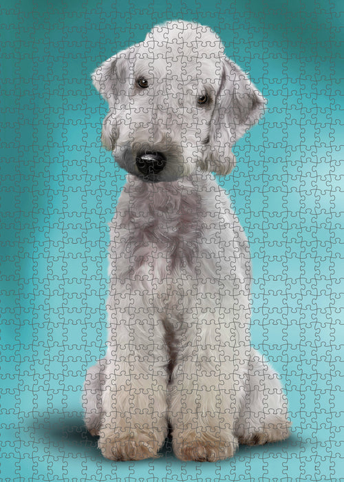 Bedlington Terrier Dog Portrait Jigsaw Puzzle for Adults Animal Interlocking Puzzle Game Unique Gift for Dog Lover's with Metal Tin Box