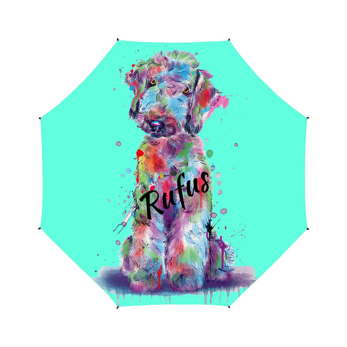 Custom Pet Name Personalized Watercolor Bedlington Terrier DogSemi-Automatic Foldable Umbrella