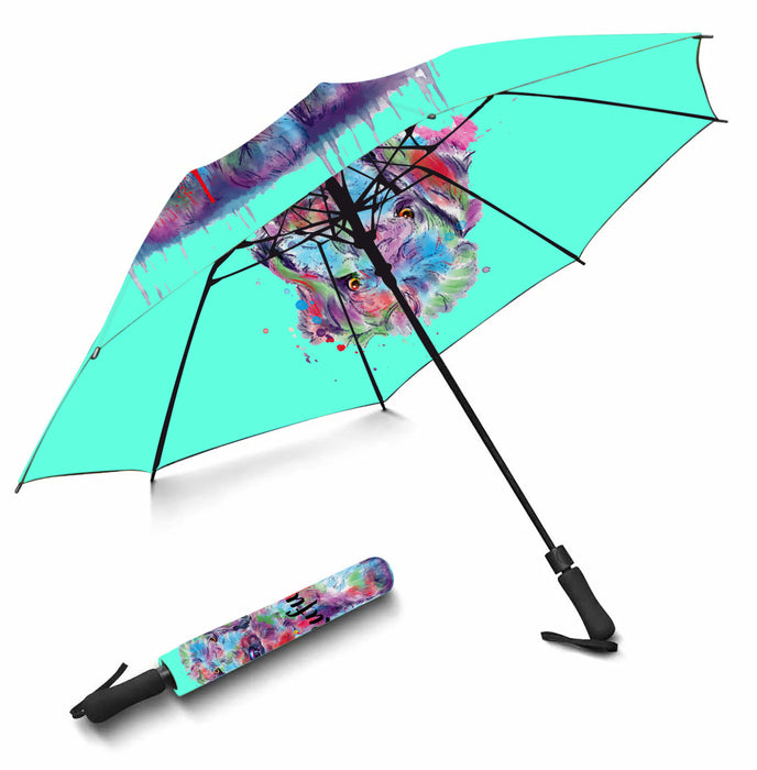 Custom Pet Name Personalized Watercolor Bedlington Terrier DogSemi-Automatic Foldable Umbrella