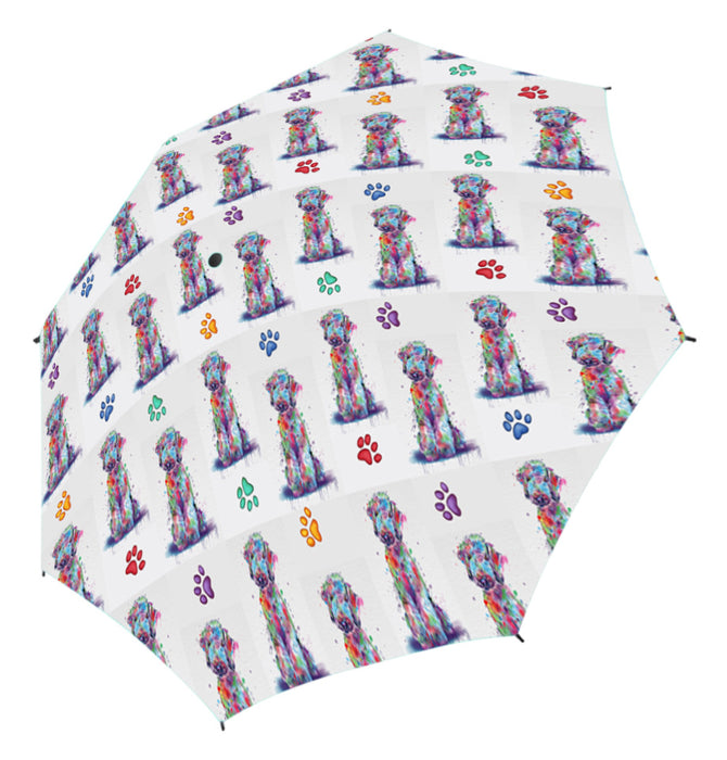Watercolor Mini Bedlington Terrier DogsSemi-Automatic Foldable Umbrella