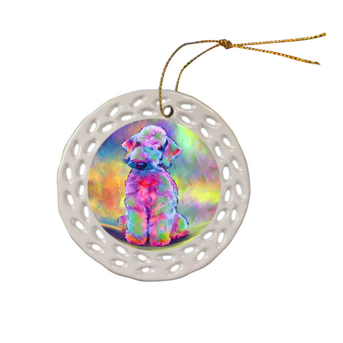 Paradise Wave Bedlington Terrier Dog Doily Ornament DPOR58378