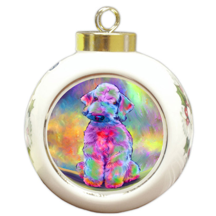 Paradise Wave Bedlington Terrier Dog Round Ball Christmas Ornament RBPOR58711