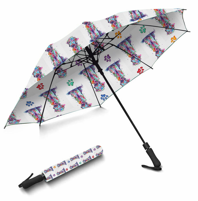 Watercolor Mini Bedlington Terrier DogsSemi-Automatic Foldable Umbrella