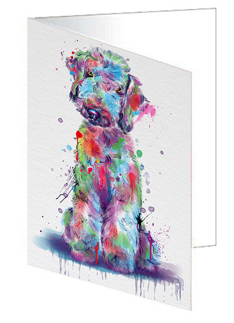 Watercolor Bedlington Terrier Dog Handmade Artwork Assorted Pets Greeting Cards and Note Cards with Envelopes for All Occasions and Holiday Seasons GCD79919