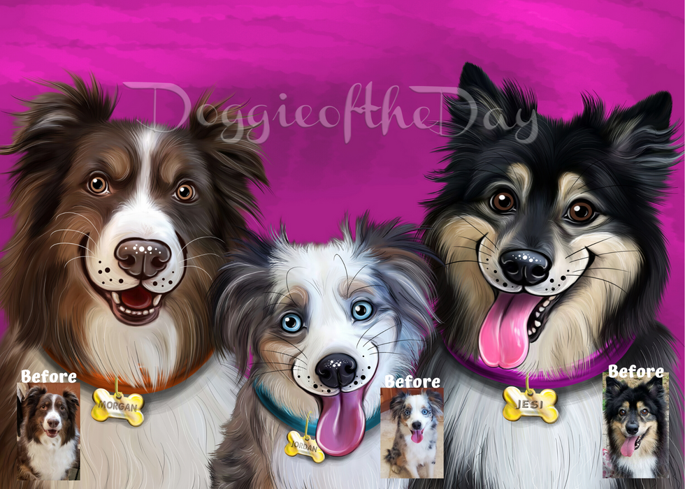 Digital Caricature PERSONALIZED Painting PET PORTRAIT! Custom Pet Photo Dog or Cat Art